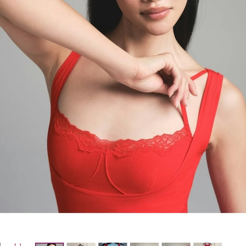 SKIMS Soft Lounge Lace Long Dress With Bralette | Cherry | Size L - Picture 3 of 10